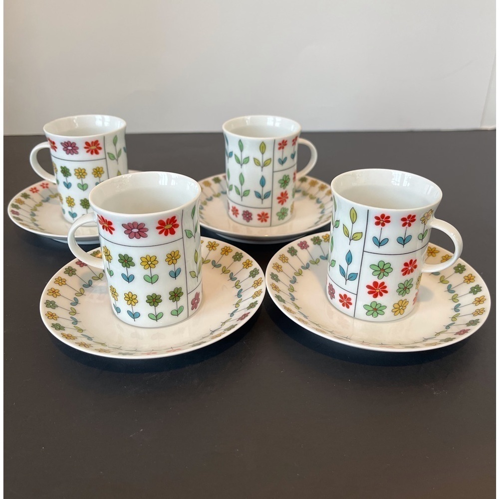Vintage Rosenthal Demitasse Cups and Saucers. Set of 4. Rare Find